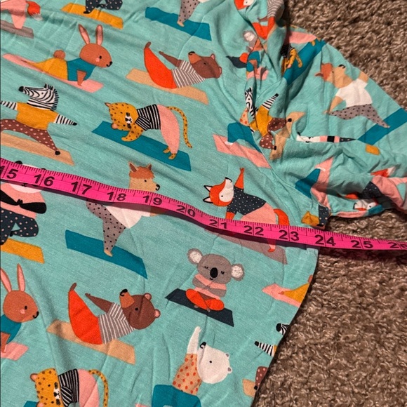 Little Sleepies yoga animals on aqua snap-Henley long sleeve top (XXL) - EUC! - Picture 6 of 10